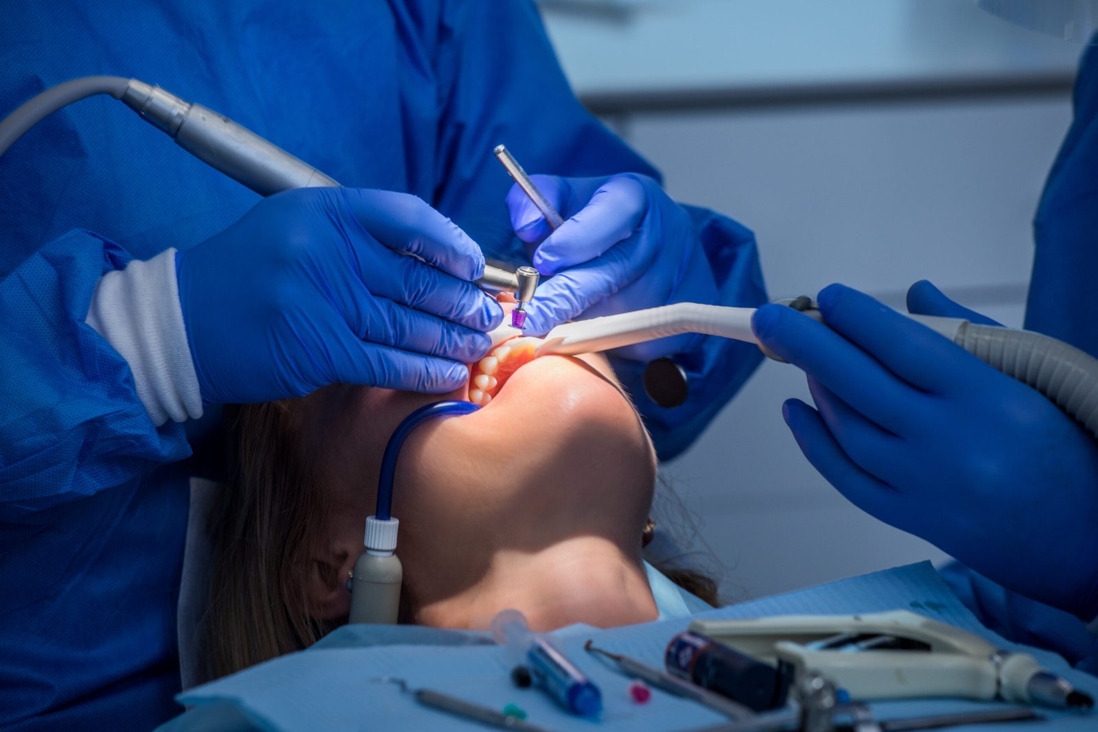 Close-up of modern dental surgery oral surgeon